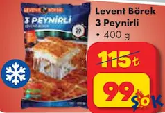 LEVENT BÖREK 3 PEYNİRLİ BÖREK 400 G fiyat ve kampanya bilgisi